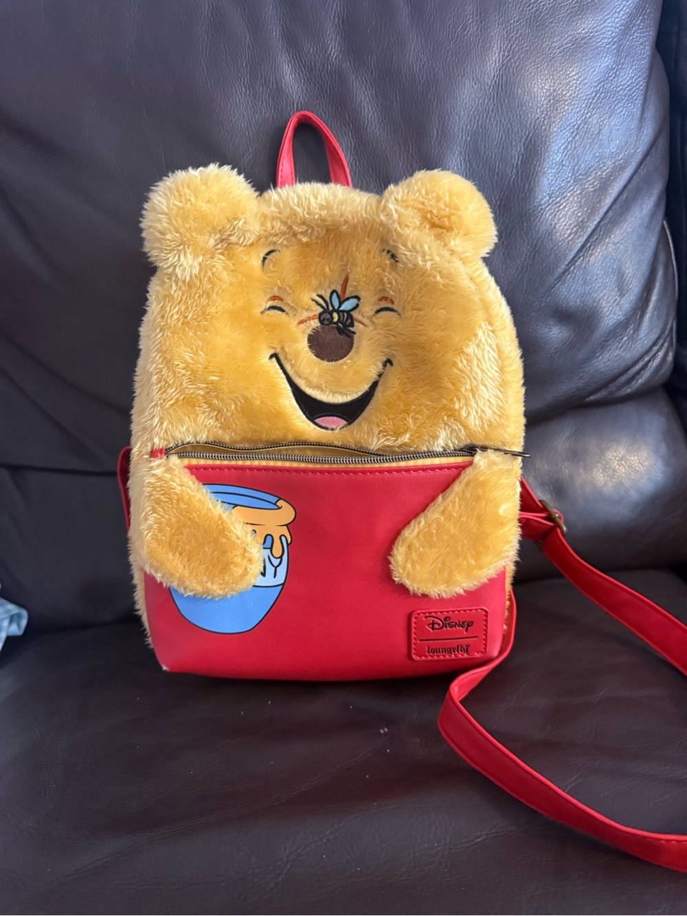Disney Yellow & Red Winnie the Pooh Plush Sling Backpack